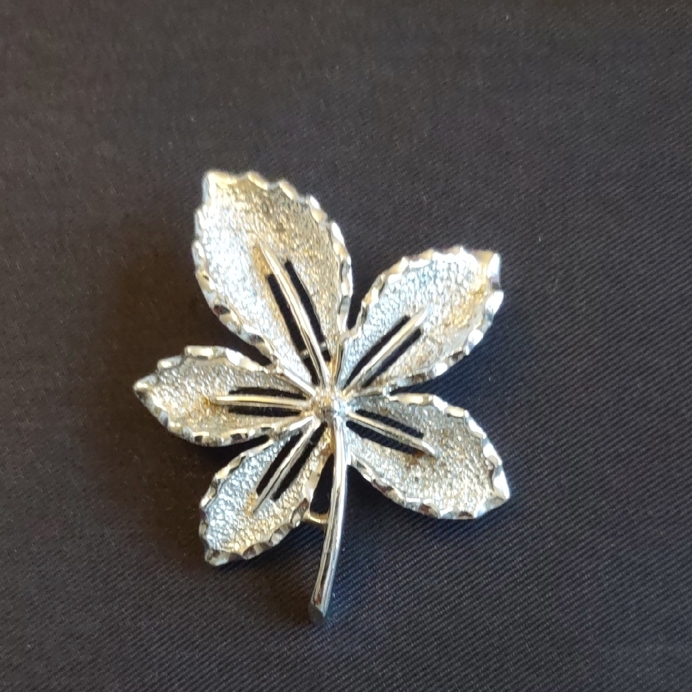 Silver Leaf Brooch by Sarah Coventry signed